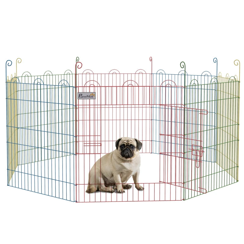 Pet Playpen Crate, with Eight Panels, Door, for Indoors and Outdoors.