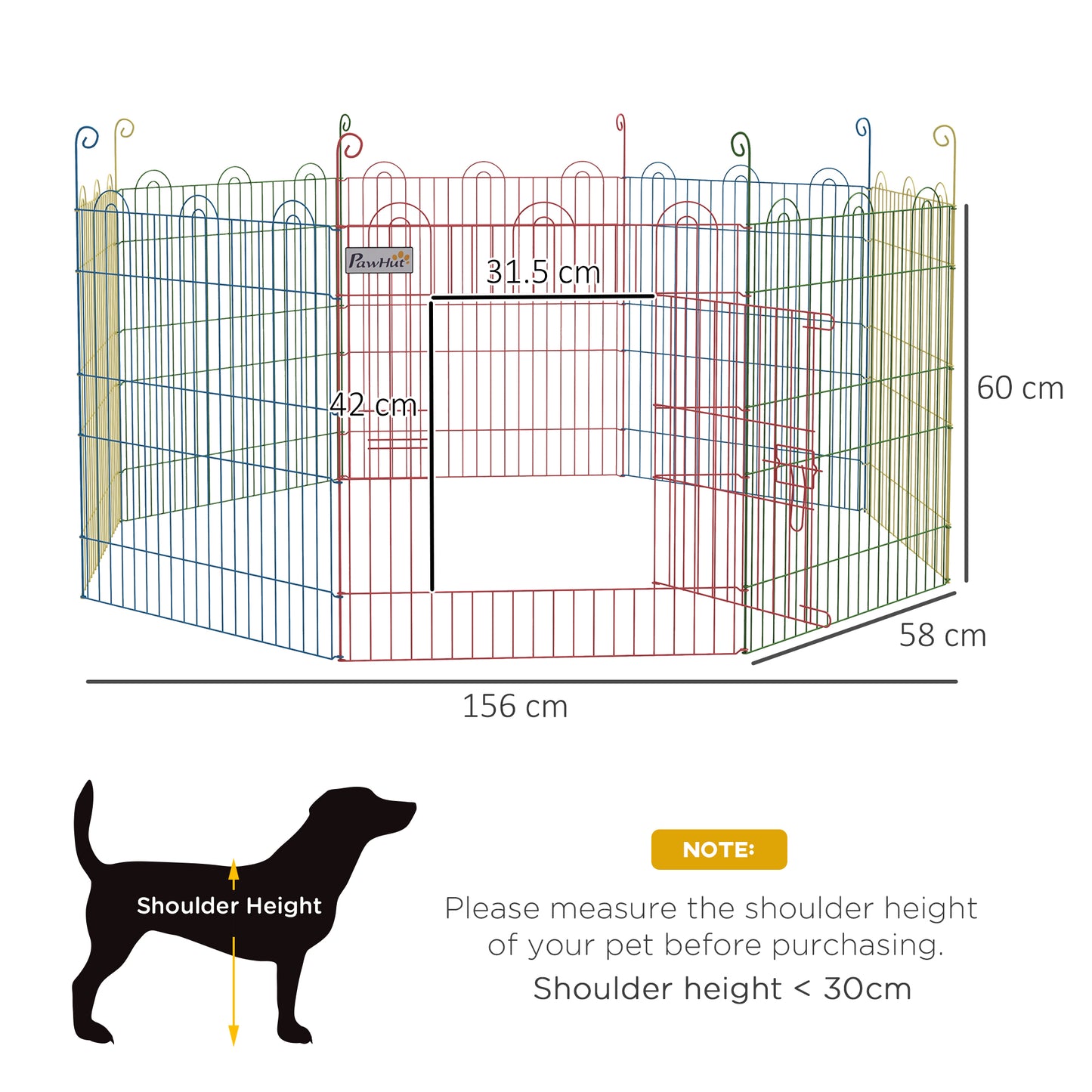 Pet Playpen Crate, with Eight Panels, Door, for Indoors and Outdoors.