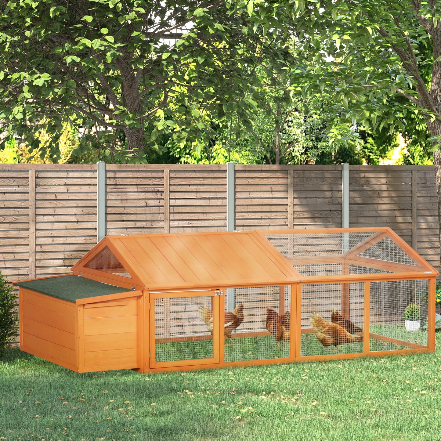 Wooden Chicken Coop with Nesting Box, Openable Roof, for 4-8 Chickens, Ducks, Orange