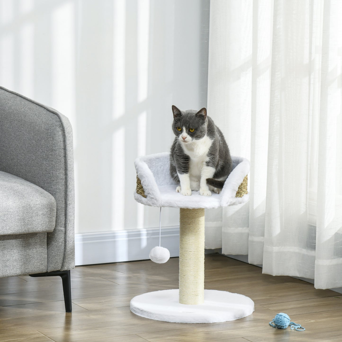 Cat Tree Tower with Scratching Posts in White