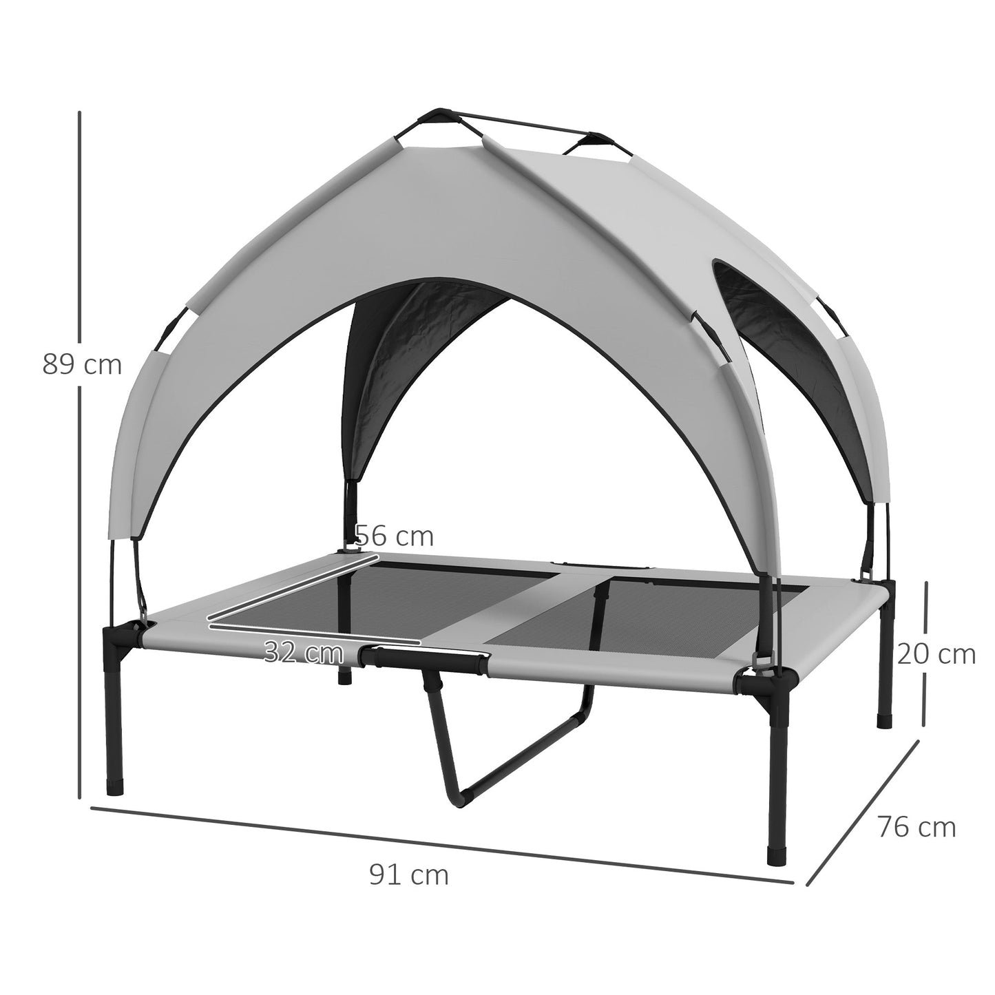 Cooling Raised Pet Bed w/ Washable Breathable Mesh, for Medium, Large Dogs, 91 x 76 x 89cm - Light Grey-2