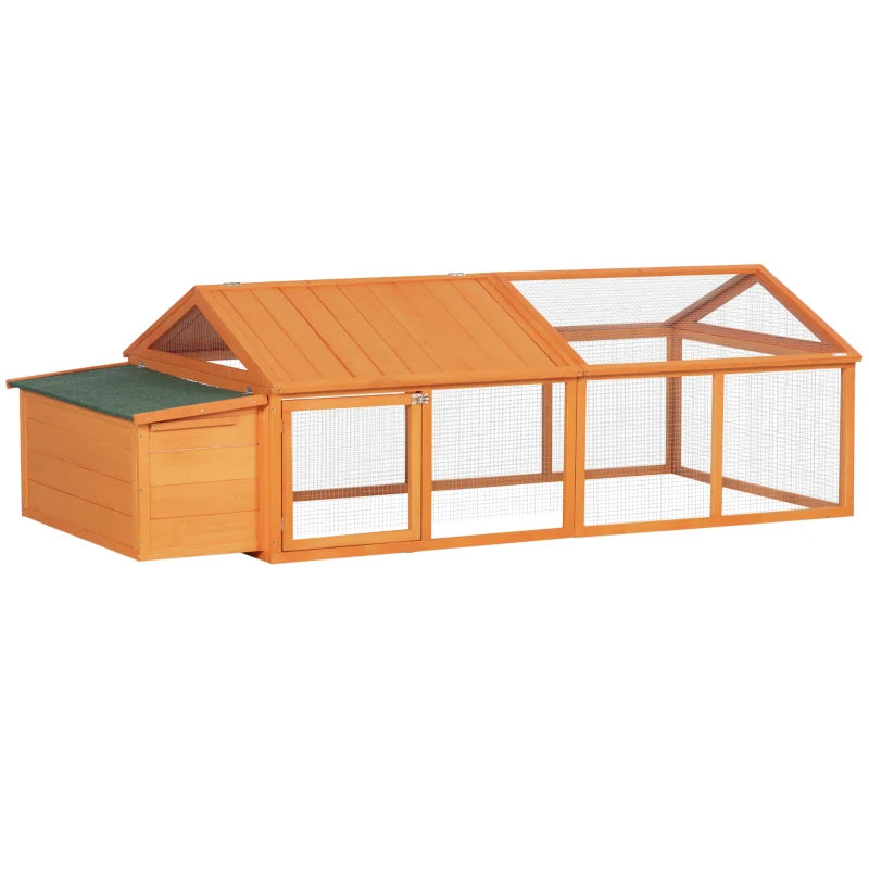Wooden Chicken Coop with Nesting Box, Openable Roof, for 4-8 Chickens, Ducks, Orange