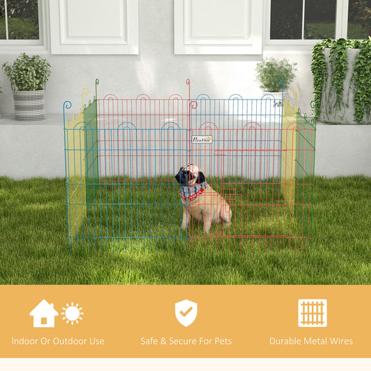 Pet Playpen Crate, with Eight Panels, Door, for Indoors and Outdoors.