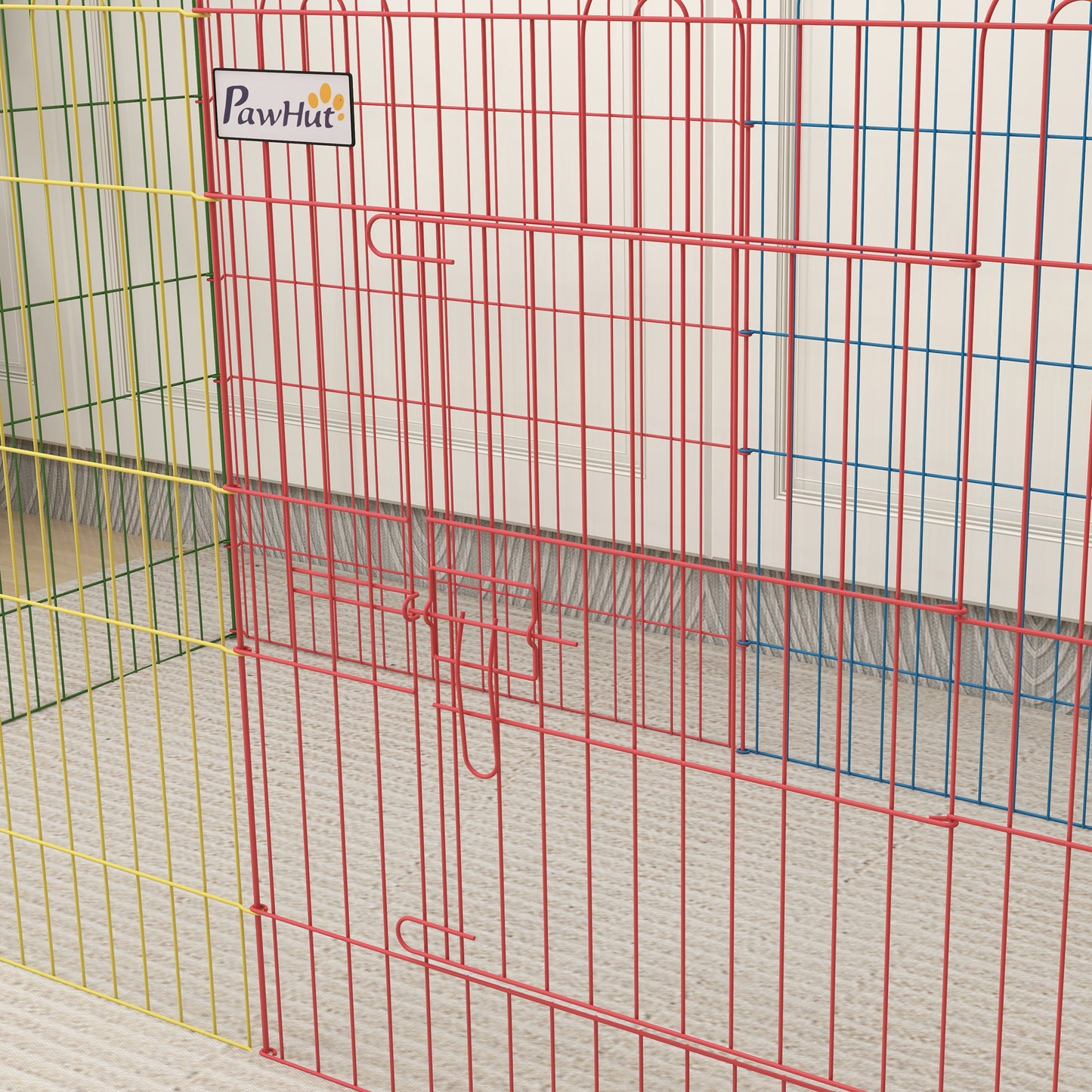 Pet Playpen Crate, with Eight Panels, Door, for Indoors and Outdoors.