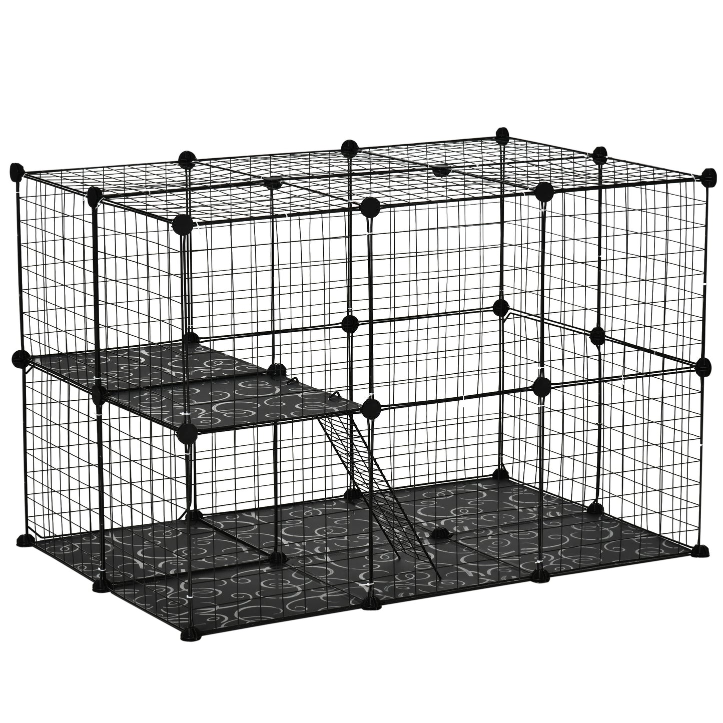 Pet Playpen DIY Small Animal Cage with Doors Ramps for Kitten, Bunny and Chinchillas