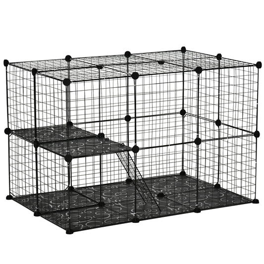 Pet Playpen DIY Small Animal Cage with Doors Ramps for Kitten, Bunny and Chinchillas