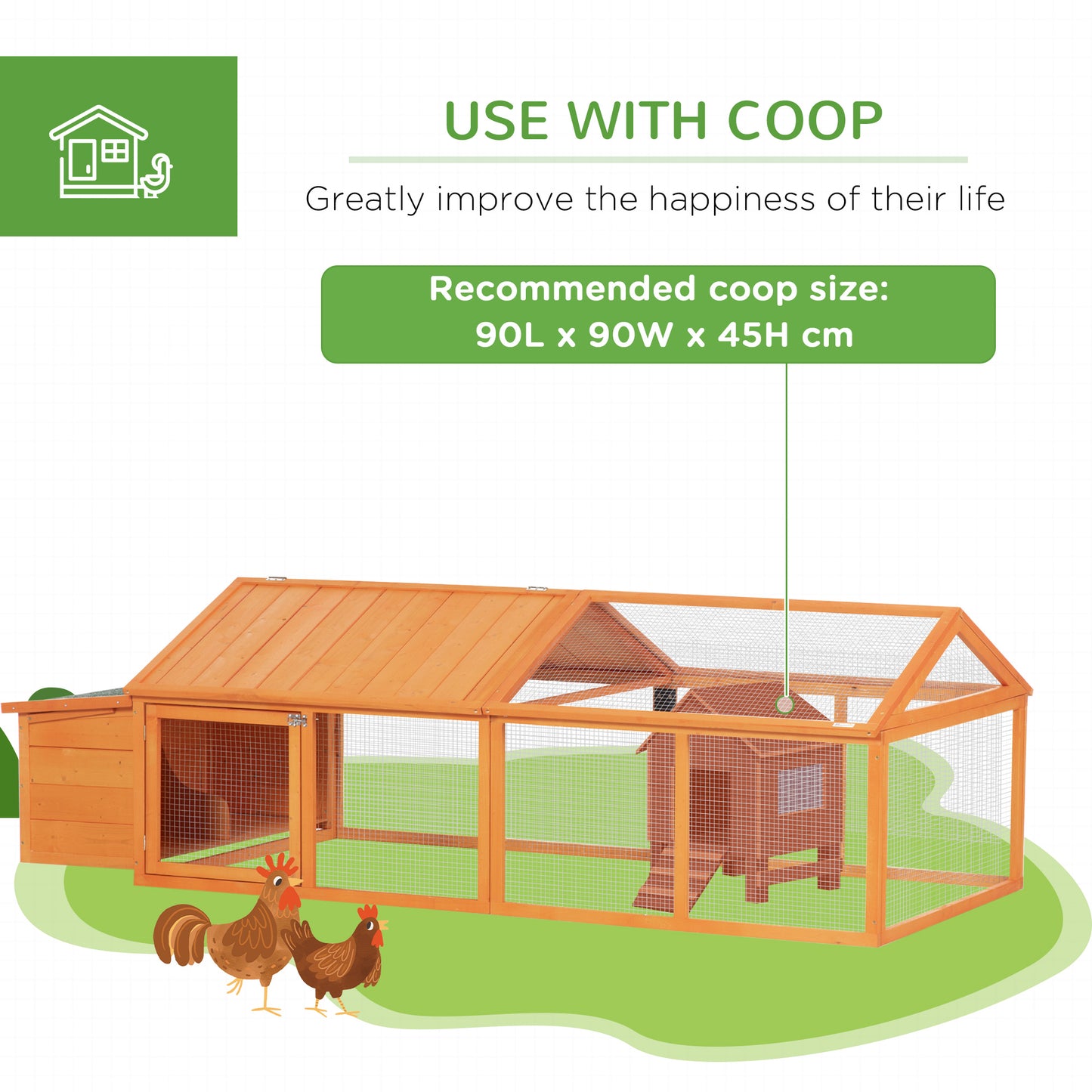 Wooden Chicken Coop with Nesting Box, Openable Roof, for 4-8 Chickens, Ducks, Orange