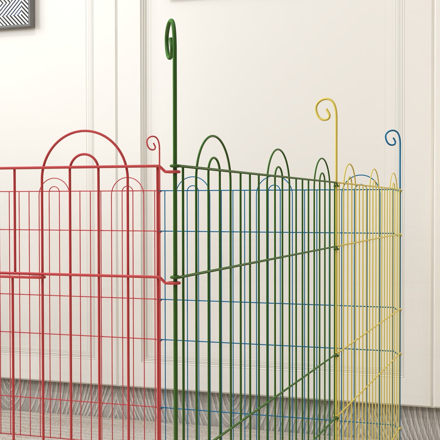 Pet Playpen Crate, with Eight Panels, Door, for Indoors and Outdoors.