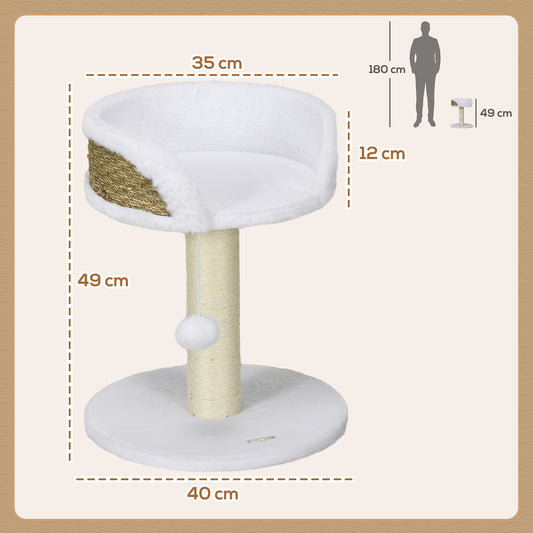 Cat Tree Tower with Scratching Posts in White