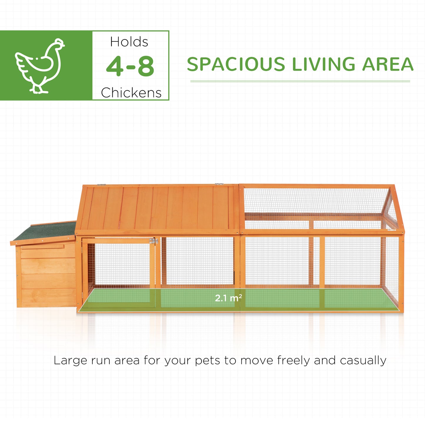 Wooden Chicken Coop with Nesting Box, Openable Roof, for 4-8 Chickens, Ducks, Orange