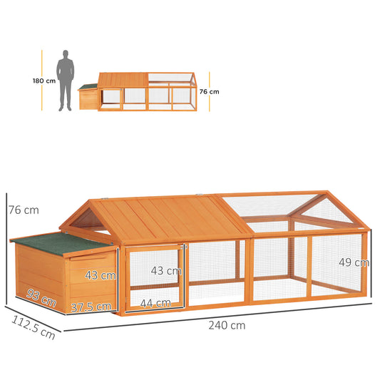 Wooden Chicken Coop with Nesting Box, Openable Roof, for 4-8 Chickens, Ducks, Orange
