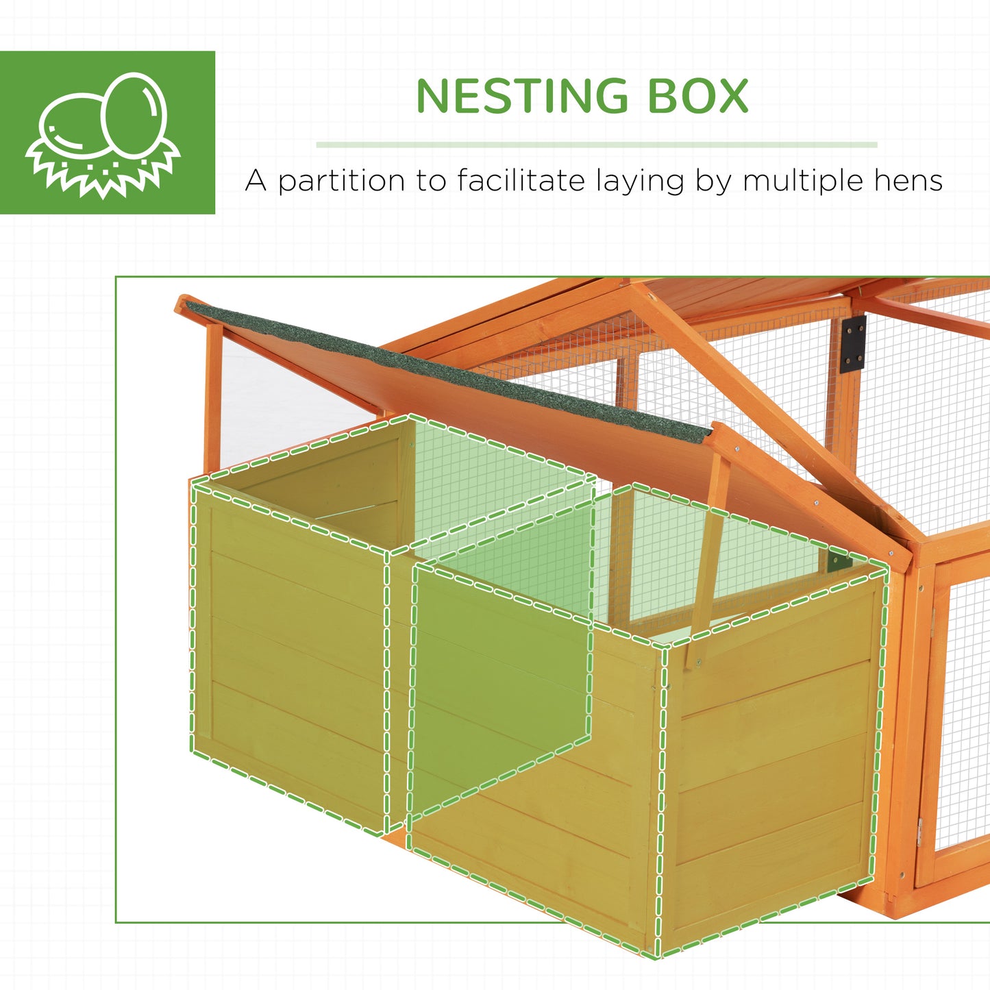 Wooden Chicken Coop with Nesting Box, Openable Roof, for 4-8 Chickens, Ducks, Orange