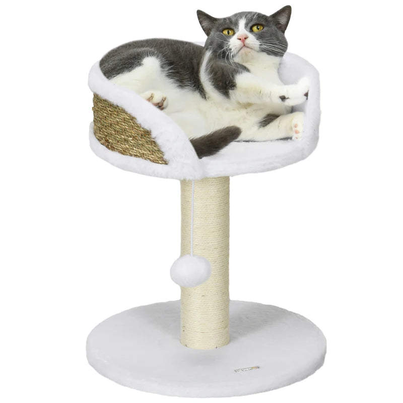 Cat Tree Tower with Scratching Posts in White