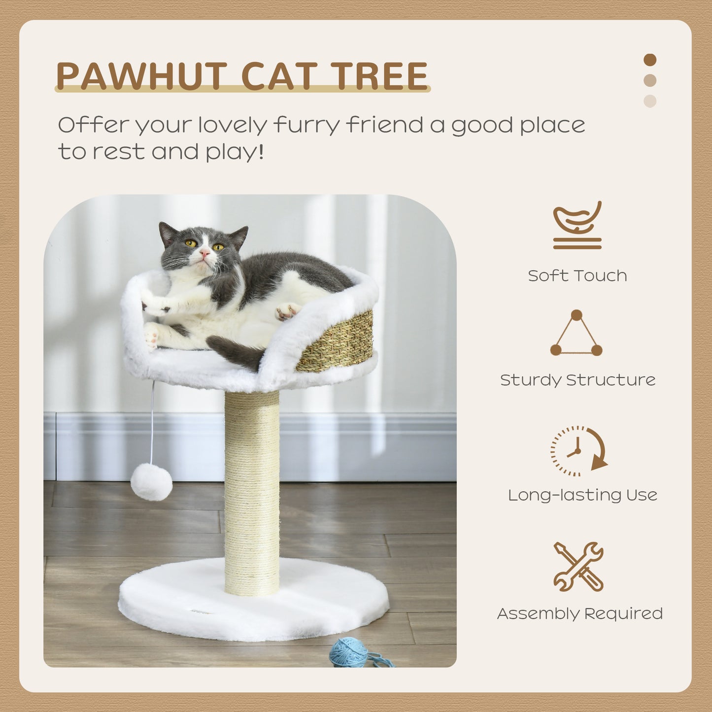 Cat Tree Tower with Scratching Posts in White